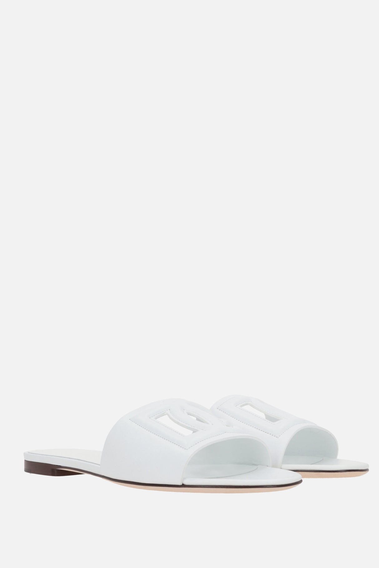 Smooth Leather Slide Sandals With Dg Millennials Logo-DOLCE & GABBANA-JOHN JULIA