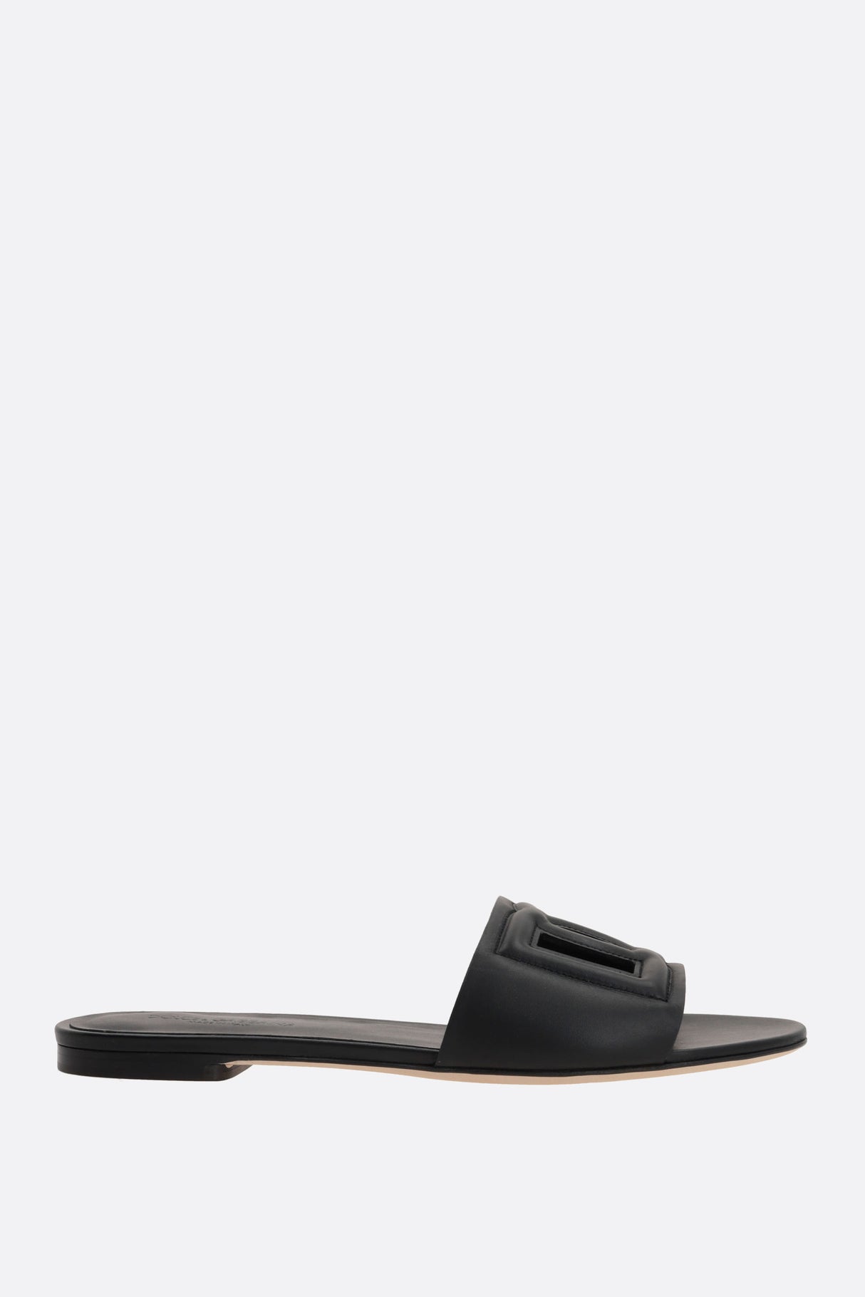 Smooth Leather Slide Sandals With Dg Millennials Logo-DOLCE & GABBANA-JOHN JULIA