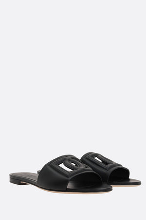 Smooth Leather Slide Sandals With Dg Millennials Logo-DOLCE & GABBANA-JOHN JULIA