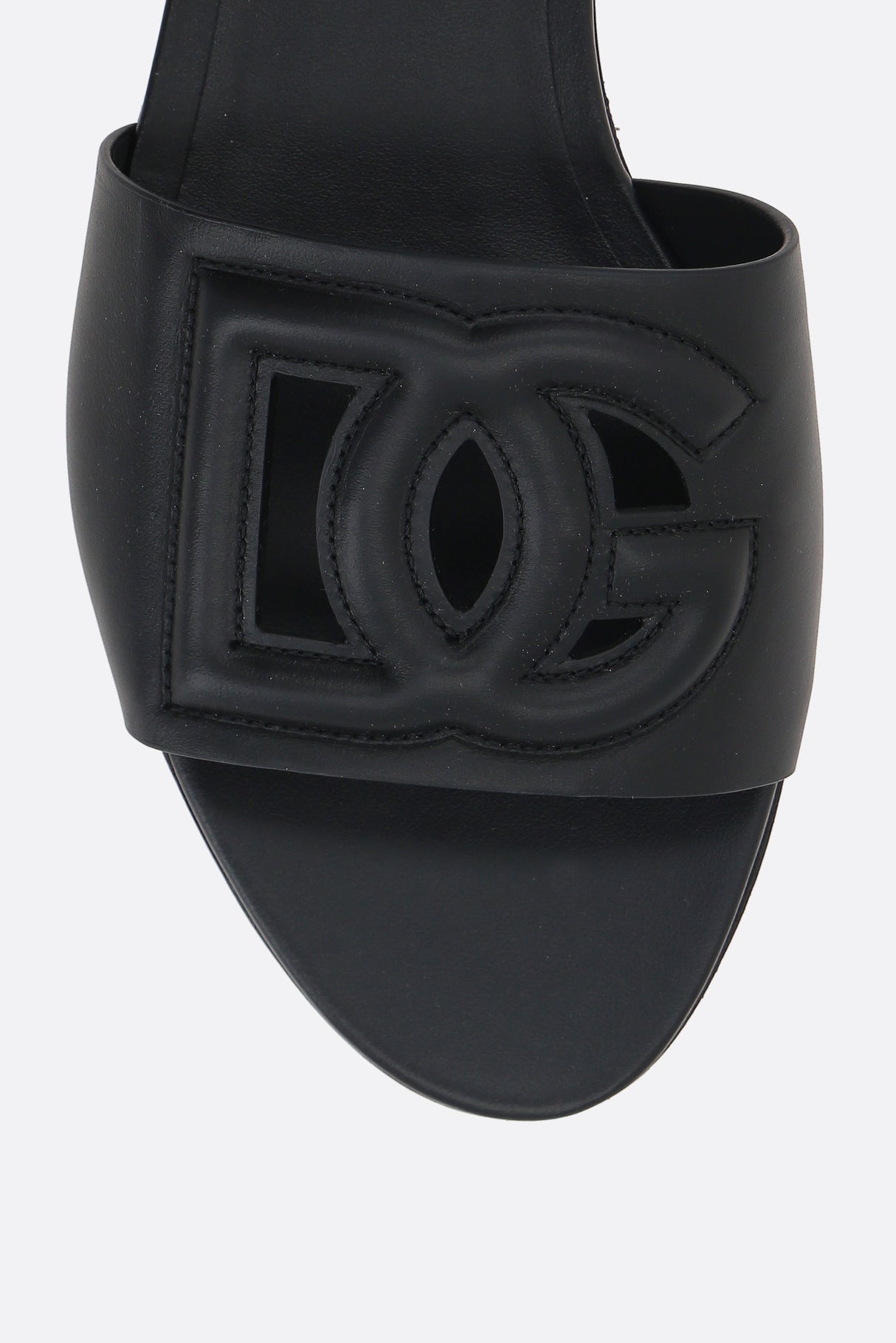 Smooth Leather Slide Sandals With Dg Millennials Logo-DOLCE & GABBANA-JOHN JULIA