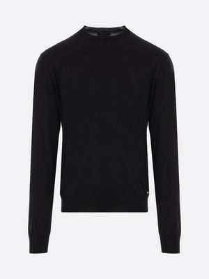 Logo Intarsia Silk Sweater-PRADA-JOHN JULIA