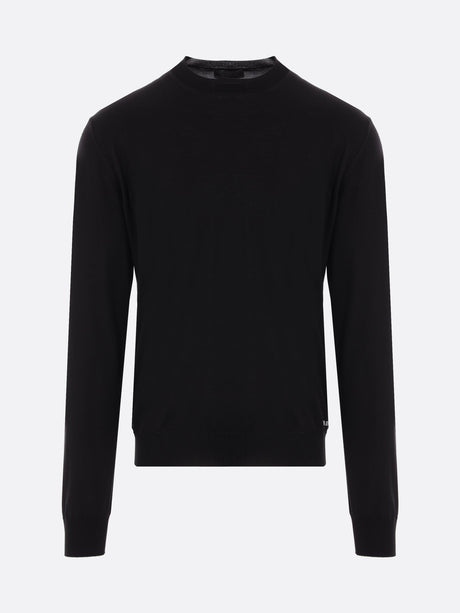 Logo Intarsia Silk Sweater-PRADA-JOHN JULIA