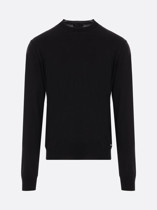 Logo Intarsia Silk Sweater-PRADA-JOHN JULIA