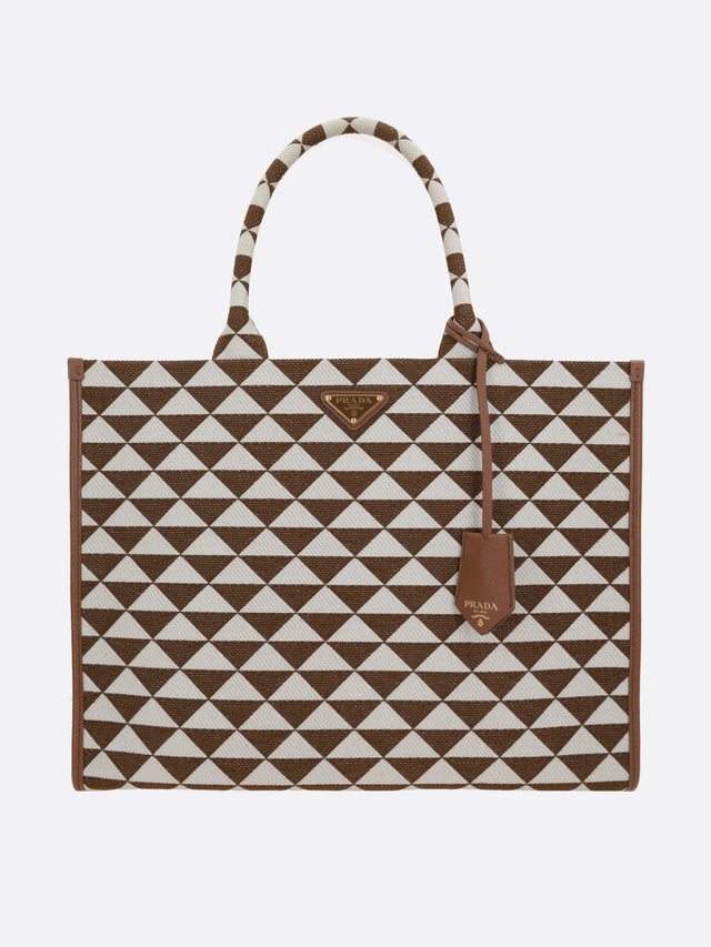 Prada Symbole Large Jacquard Fabric Tote Bag-PRADA-JOHN JULIA