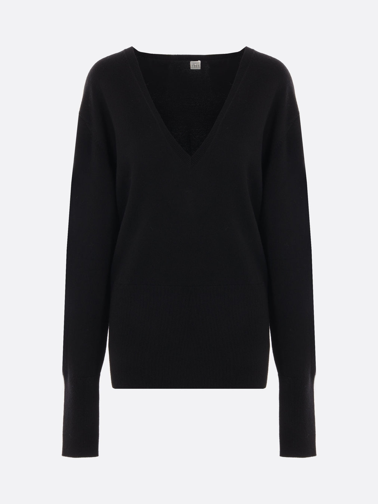 Deep V-neck Wool Sweater-Totême-JOHN JULIA