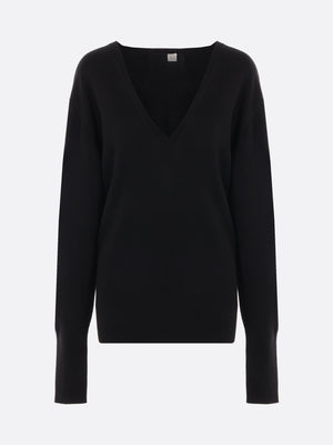 Deep V-neck Wool Sweater-Totême-JOHN JULIA