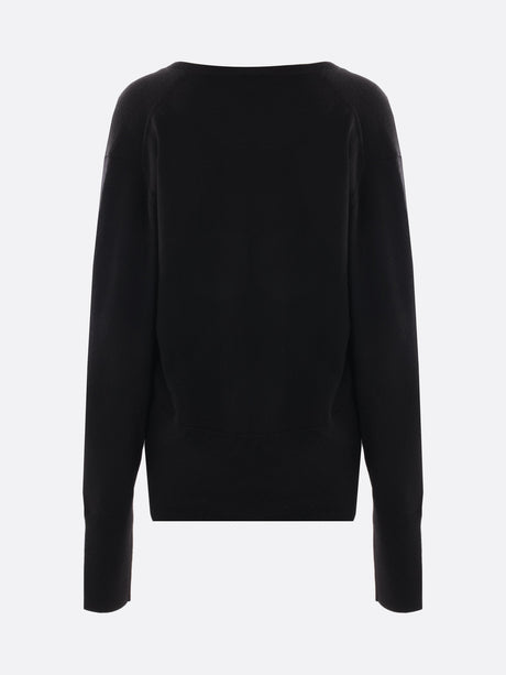 Deep V-neck Wool Sweater-Totême-JOHN JULIA