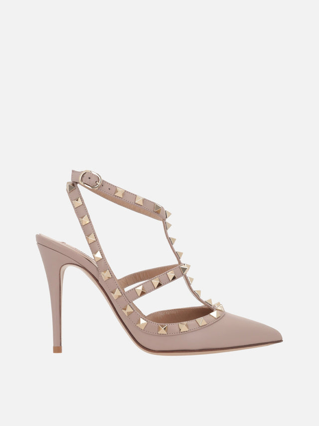 Rockstud Smooth Leather Slingback Pumps-VALENTINO GARAVANI-JOHN JULIA