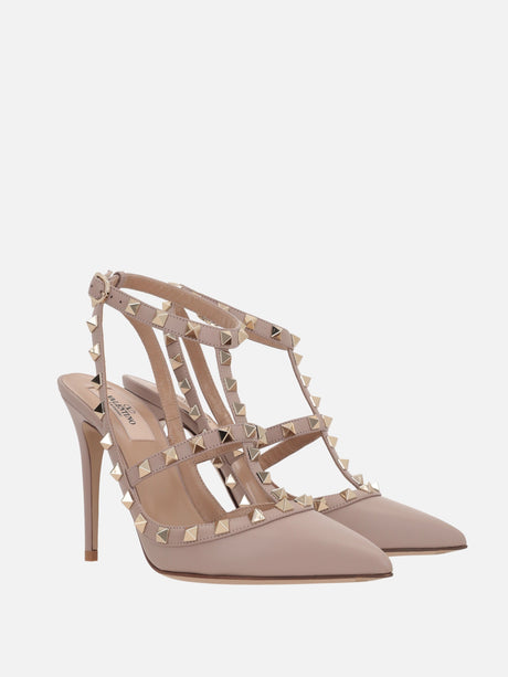 Rockstud Smooth Leather Slingback Pumps-VALENTINO GARAVANI-JOHN JULIA