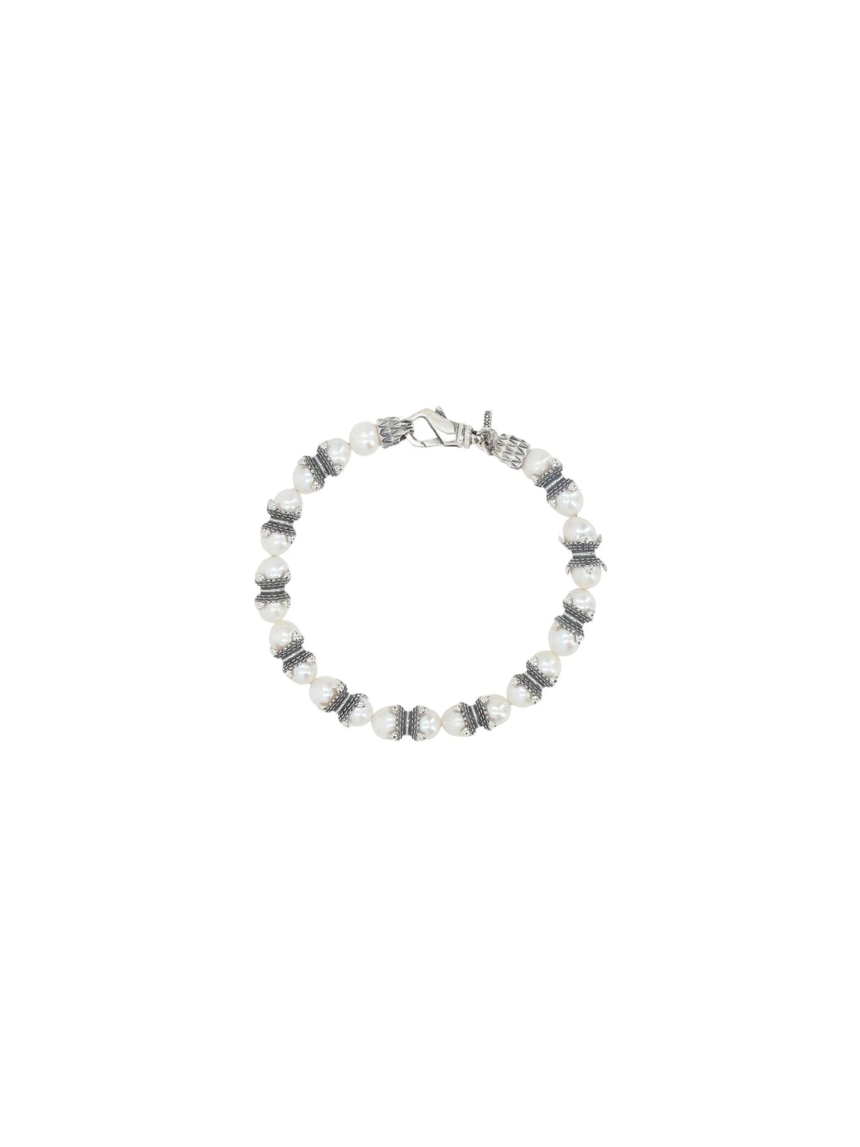 Pearl-embellished Sterling Silver Bracelet-EMANUELE BICOCCHI-JOHN JULIA