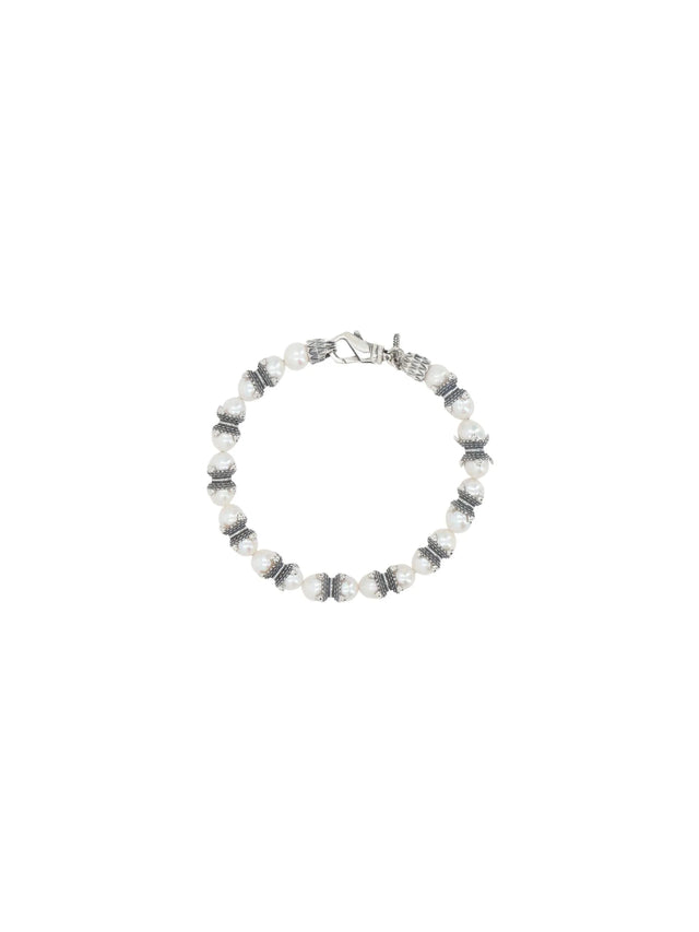 Pearl-embellished Sterling Silver Bracelet-EMANUELE BICOCCHI-JOHN JULIA