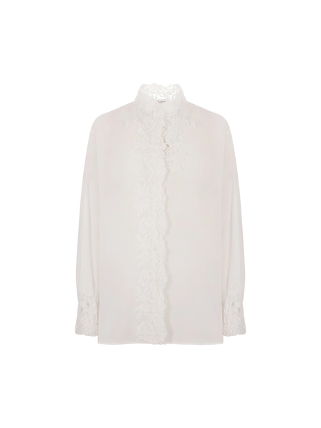 Crepe De Chine and Lace Shirt-ERMANNO SCERVINO-JOHN JULIA