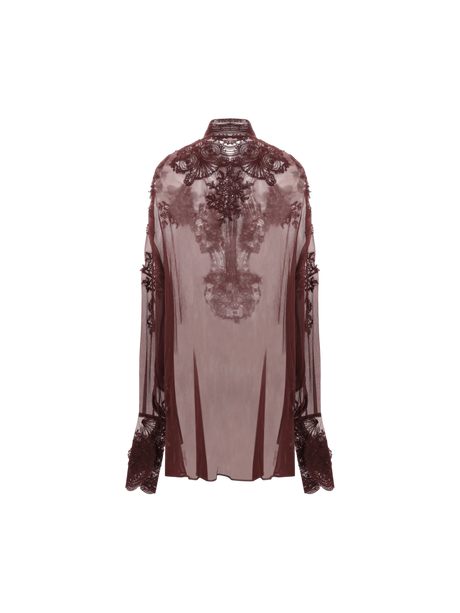 Georgette Lace Oversize Blouse-Ermanno Scervino-JOHN JULIA