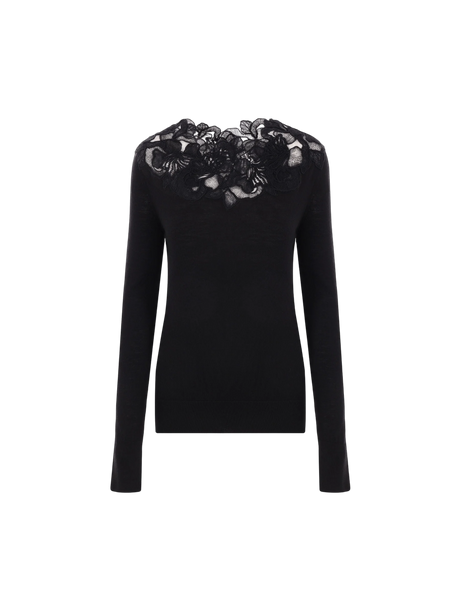 Wool and Lace Sweater-ERMANNO SCERVINO-JOHN JULIA