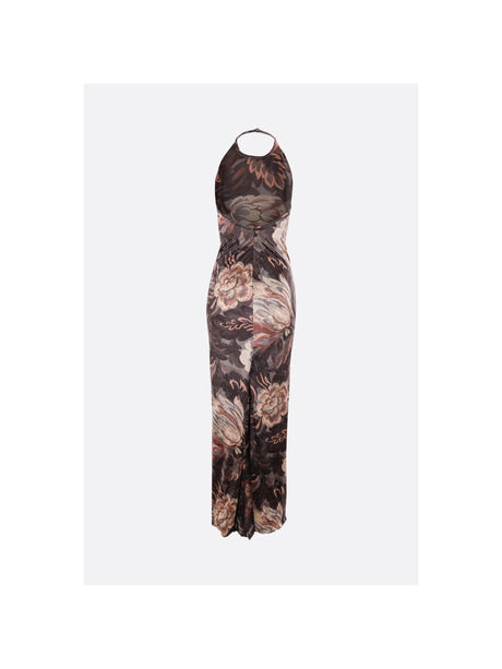 Floral Foliage Print Chenille Long Dress-ETRO-JOHN JULIA