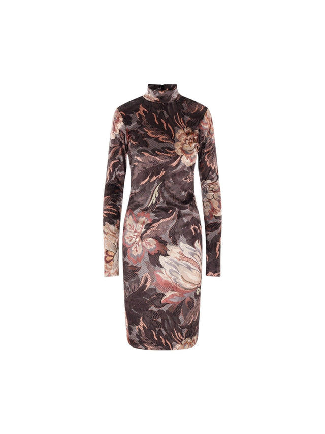 Floral Foliage Print Velvet Dress-ETRO-JOHN JULIA