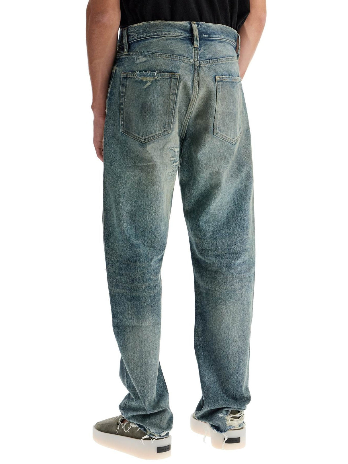 Distressed Straight Cut Jeans With A