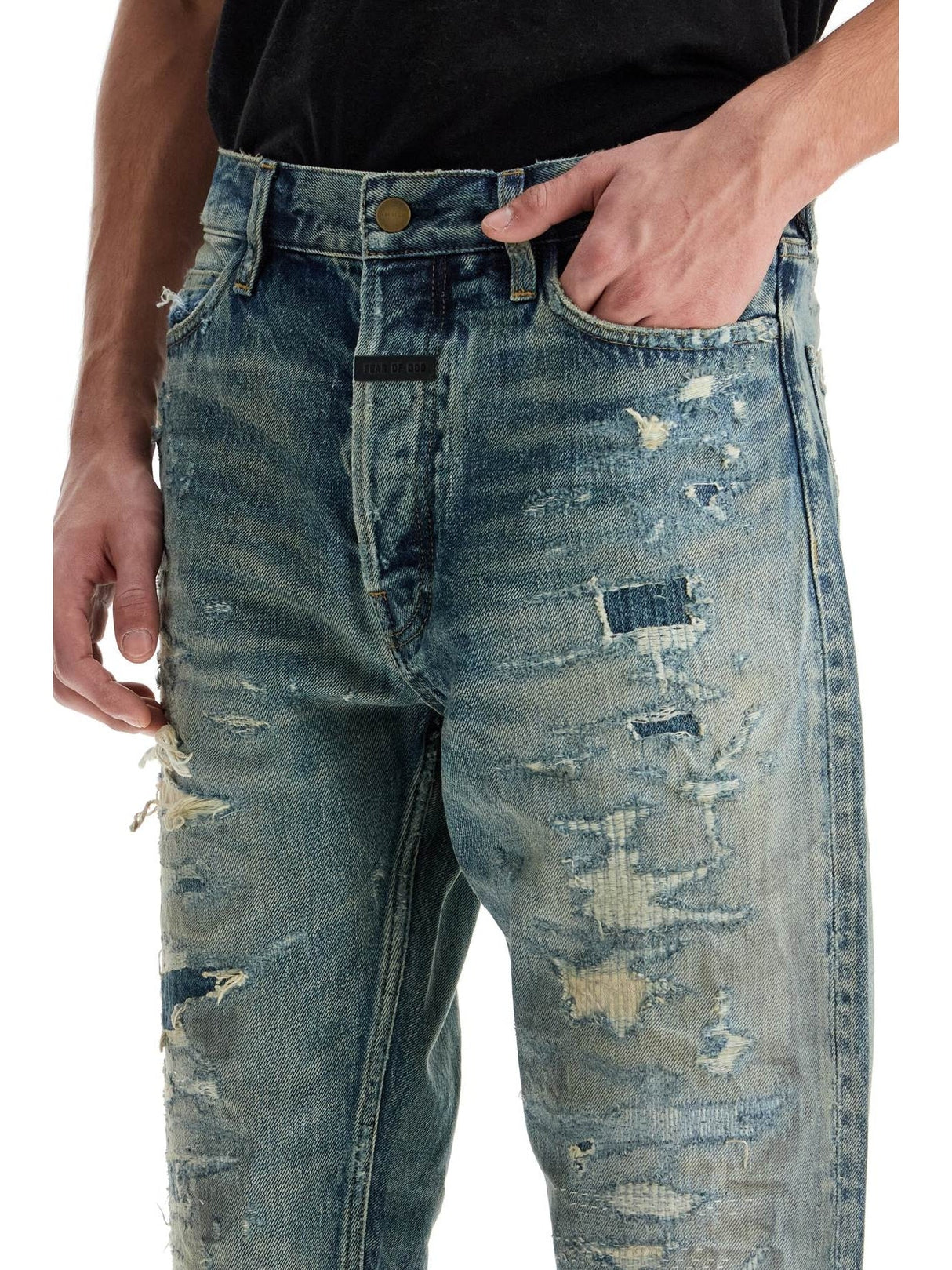 Distressed Straight Cut Jeans With A