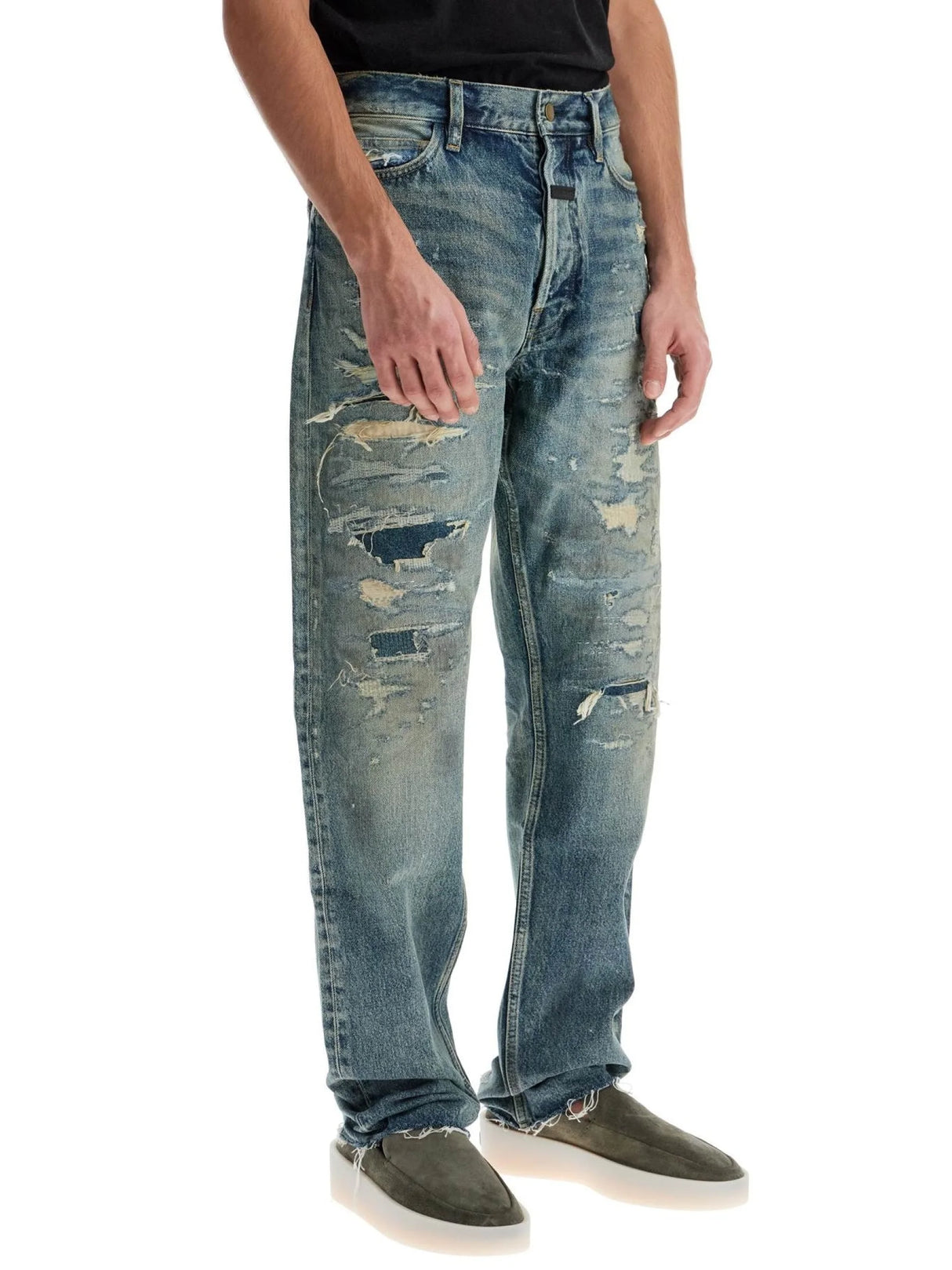 Distressed Straight Cut Jeans With A