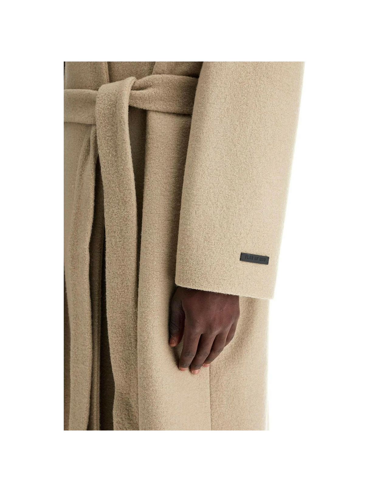 Wool Coat With High Collar And Boiled Wool.