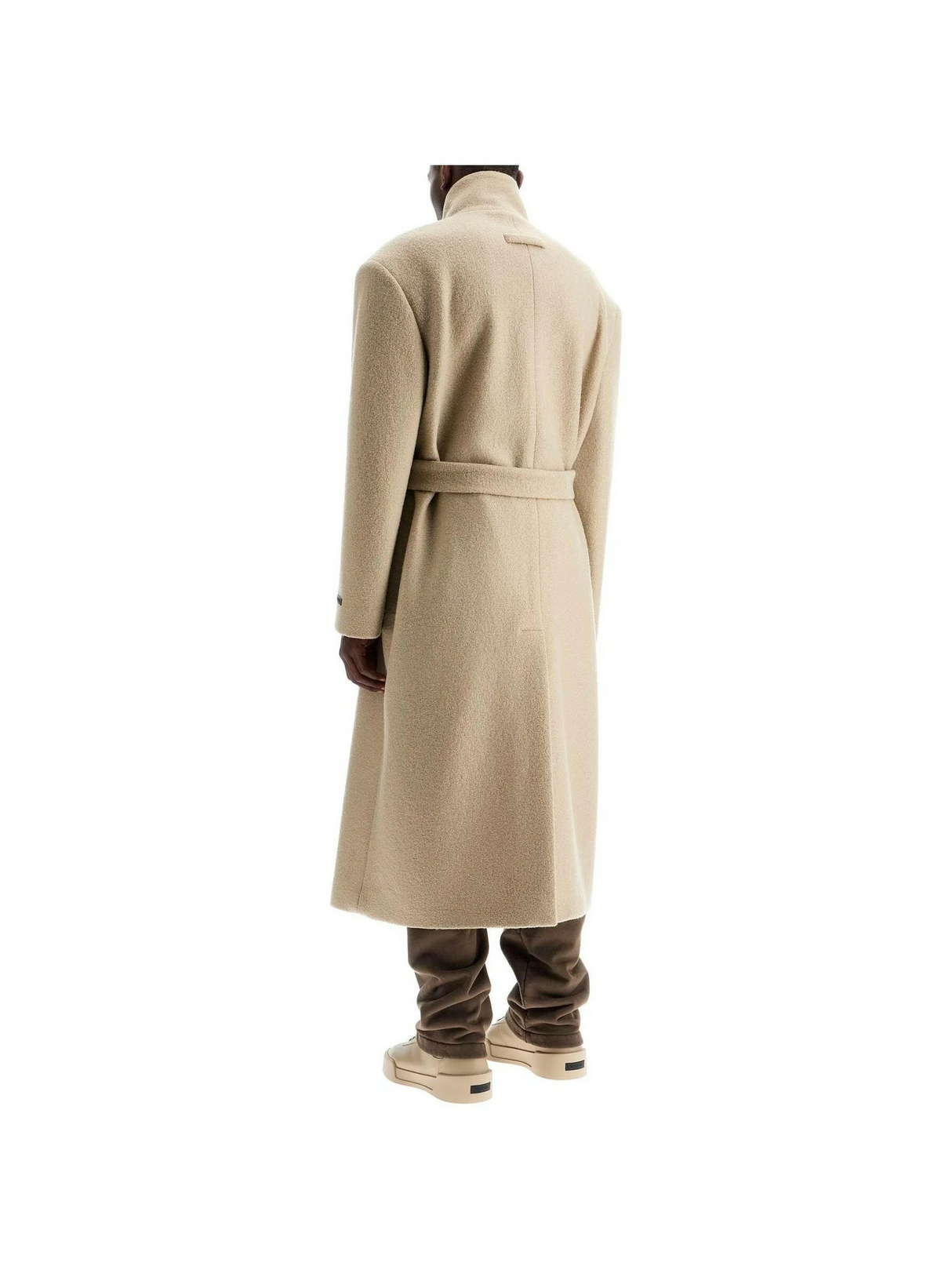 Wool Coat With High Collar And Boiled Wool.