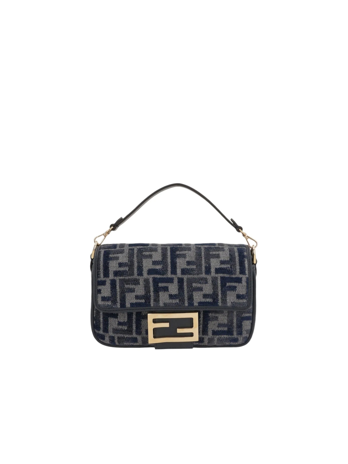 FENDI-Baguette Mini FF Denim Crossbody Bag-JOHN JULIA