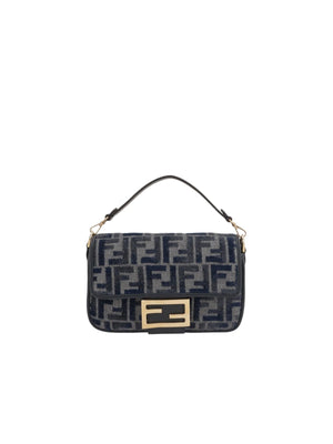 FENDI-Baguette Mini FF Denim Crossbody Bag-JOHN JULIA