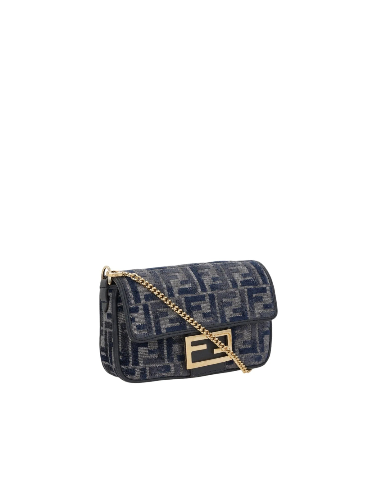 FENDI-Baguette Mini FF Denim Crossbody Bag-JOHN JULIA