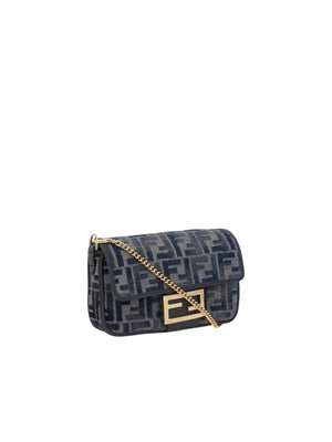 FENDI-Baguette Mini FF Denim Crossbody Bag-JOHN JULIA