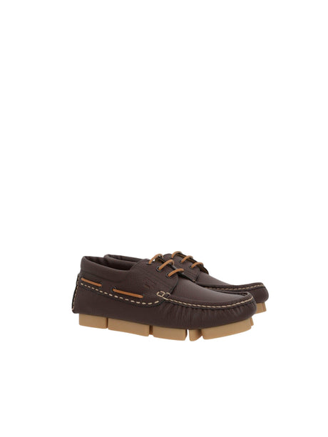 Deck Pebbled Leather Boat Shoes-FENDI-JOHN JULIA