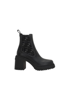 Domino Biker Boots In Smooth Leather and Ff Fabric-FENDI-JOHN JULIA