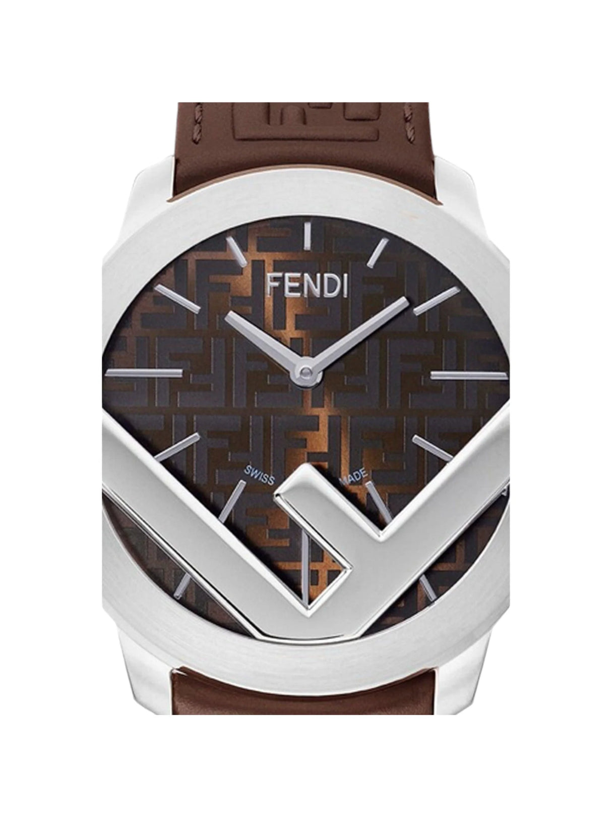 F Is Fendi Round Stainless Steel Watch-FENDI-JOHN JULIA