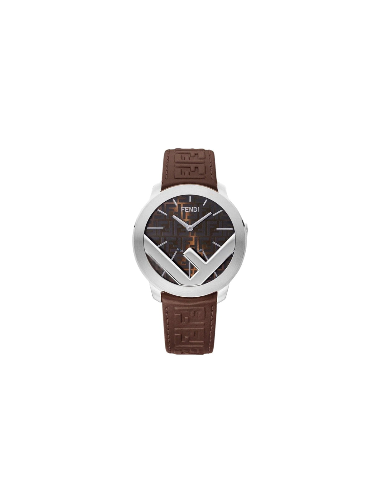 F Is Fendi Round Stainless Steel Watch-FENDI-JOHN JULIA