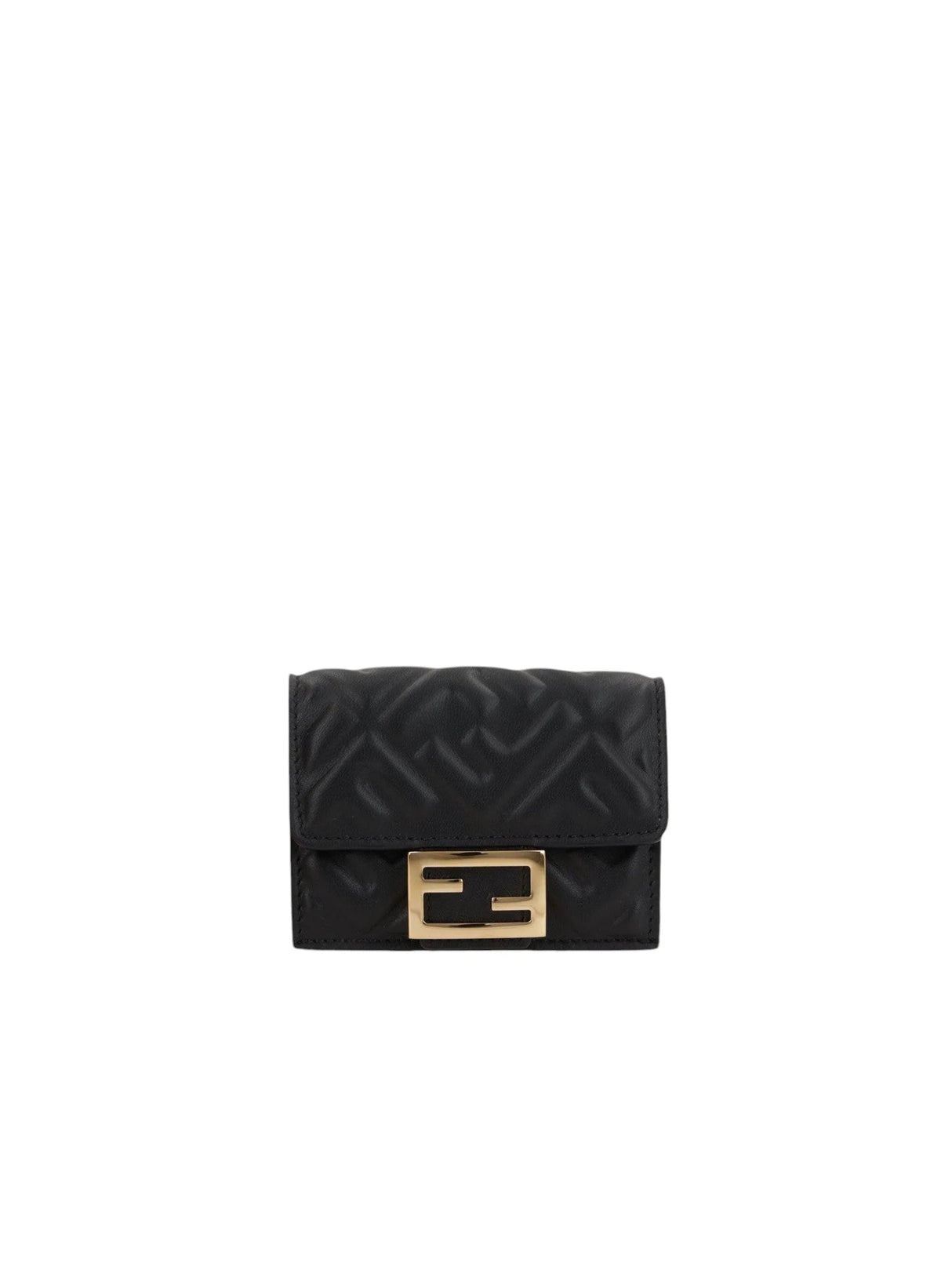 FF Embossed Leather Micro Trifold Wallet-FENDI-JOHN JULIA