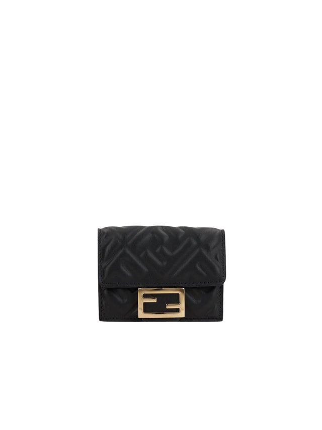 FF Embossed Leather Micro Trifold Wallet-FENDI-JOHN JULIA