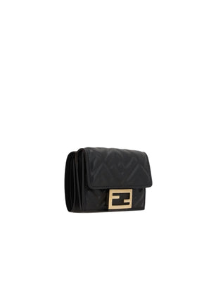 FF Embossed Leather Micro Trifold Wallet-FENDI-JOHN JULIA