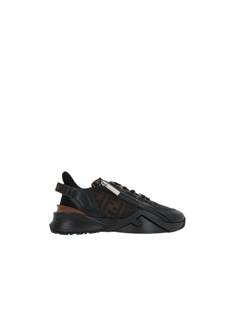 Flow Smooth Leather FF Fabric Sneakers-FENDI-JOHN JULIA