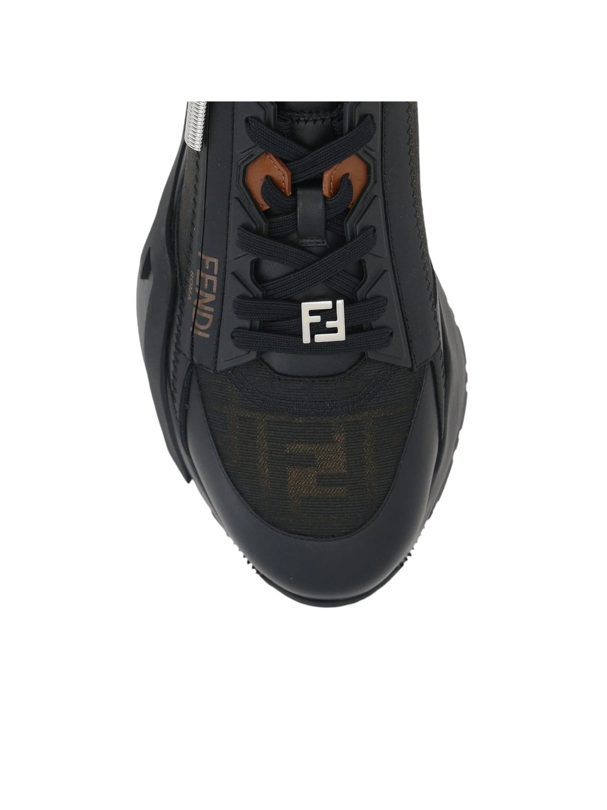 Flow Smooth Leather FF Fabric Sneakers-FENDI-JOHN JULIA