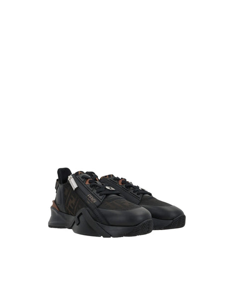 Flow Smooth Leather FF Fabric Sneakers-FENDI-JOHN JULIA