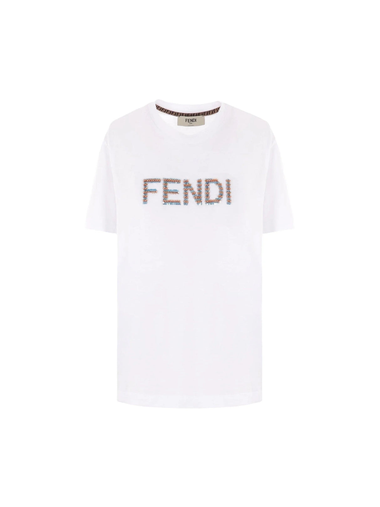 Logo Embroidered Cotton T-shirt-FENDI-JOHN JULIA