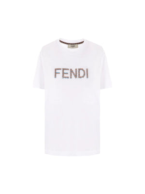 Logo Embroidered Cotton T-shirt-FENDI-JOHN JULIA