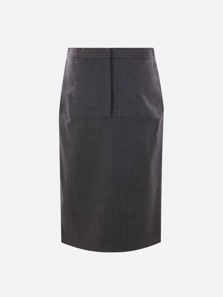 Pinstriped Wool Pencil Skirt-FENDI-JOHN JULIA