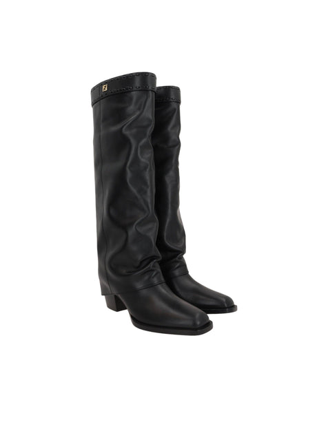 Show Glossy Leather Boots-FENDI-JOHN JULIA