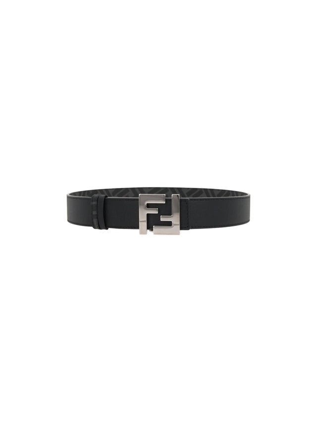 Smooth Leather and FF Canvas Reversible Belt-FENDI-JOHN JULIA