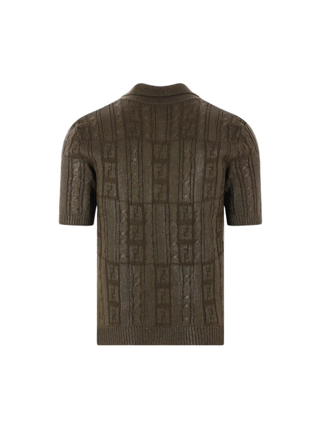 Wool Blend FF Knit Polo Shirt-FENDI-JOHN JULIA