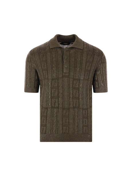 Wool Blend FF Knit Polo Shirt-FENDI-JOHN JULIA