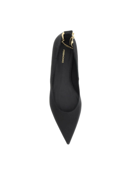 FERRAGAMO-and Gold Dada Chain-Embellished Ballet Flats-JOHN JULIA