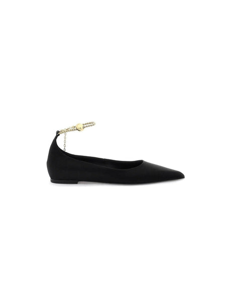 FERRAGAMO-and Gold Dada Chain-Embellished Ballet Flats-JOHN JULIA