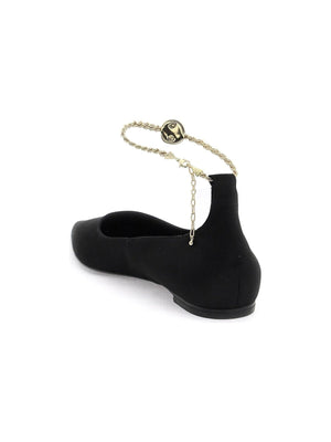 FERRAGAMO-and Gold Dada Chain-Embellished Ballet Flats-JOHN JULIA