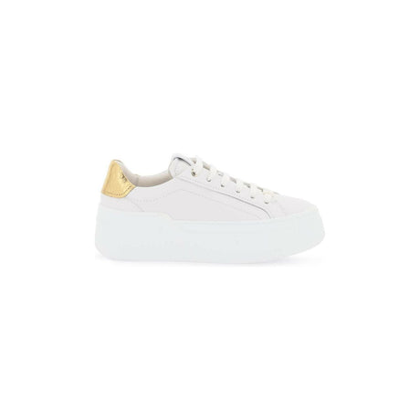 White and Metallic Gold Platform Sneakers FERRAGAMO JOHN JULIA.